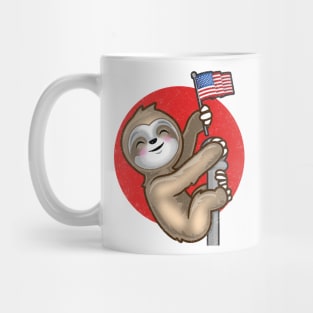 Kawaii USA Patriotic Japanese American Sloth Distressed Retro Mug